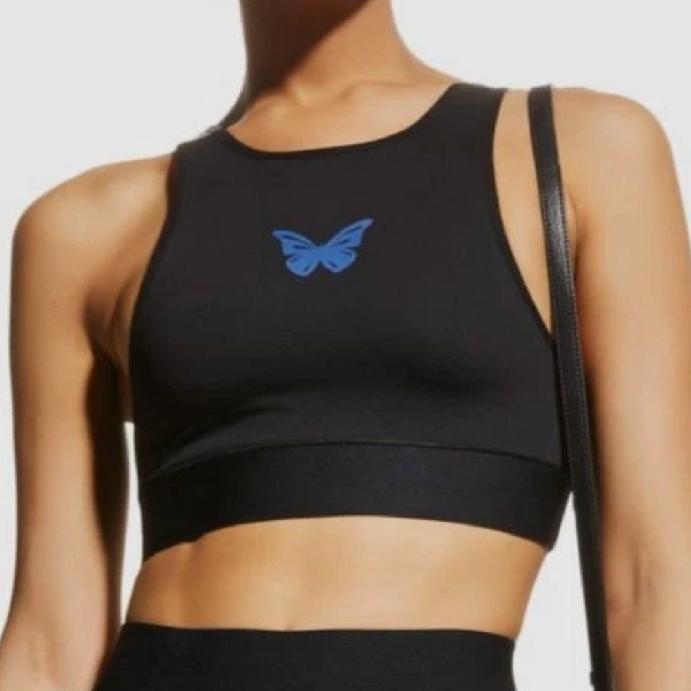 Ultracor NWT Luxe Nero Holo Butterfly Crop Top Bra Black High Neck Small